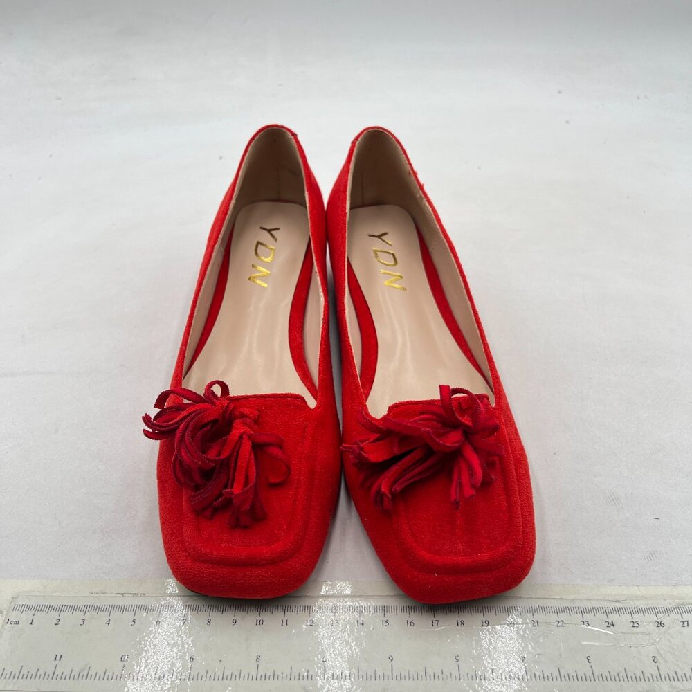 Ydn Red Block Low Heel Loafers Square Toe Tassel … - image 3